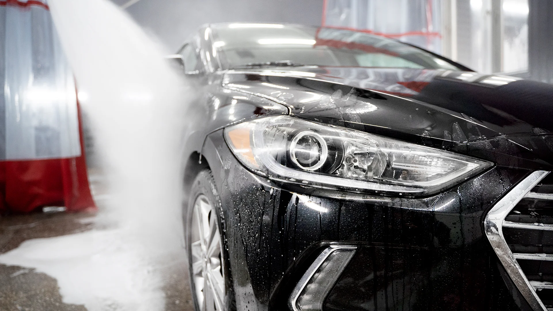 Beautiful car at washing service